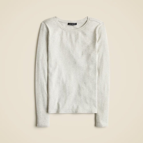 J. Crew Tops - J.‎ CREW Vintage Rib Long Sleeve T-Shirt Embellished Heathered Dove XXS XX-Small